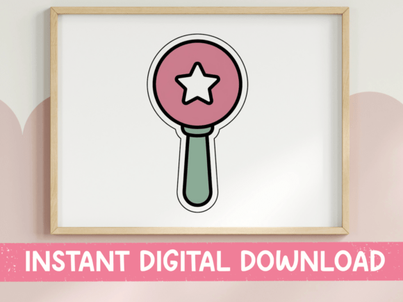 Download Pink Star Baby Rattle Sticker Design - Premium Resources