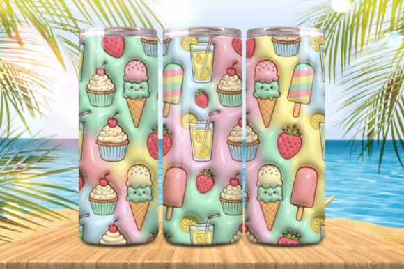Download 3D Puff Ice-creams Summer Tumbler Wrap | - Summer tumbler Collection