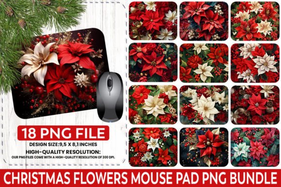 Download Christmas Flowers Sublimation Mouse Pad - Sublimation mouse pad Collection