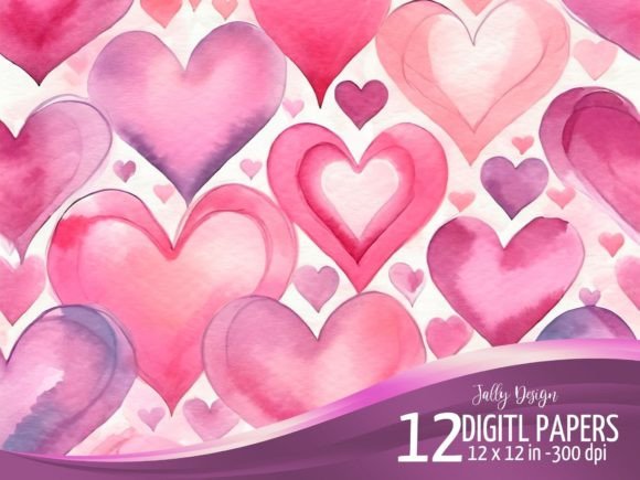 Download Watercolor Valentine's Day Hearts Design - Hearts design Collection