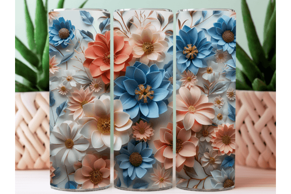 Download 3D Flower Tumbler Wraps Sublimation PNG - Premium Bundle