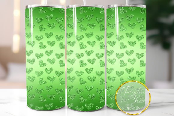 Download Green Tumbler Wrap Glitter Hearts Design - Hearts design Collection